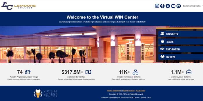 Student using the Virtual Career Center platform