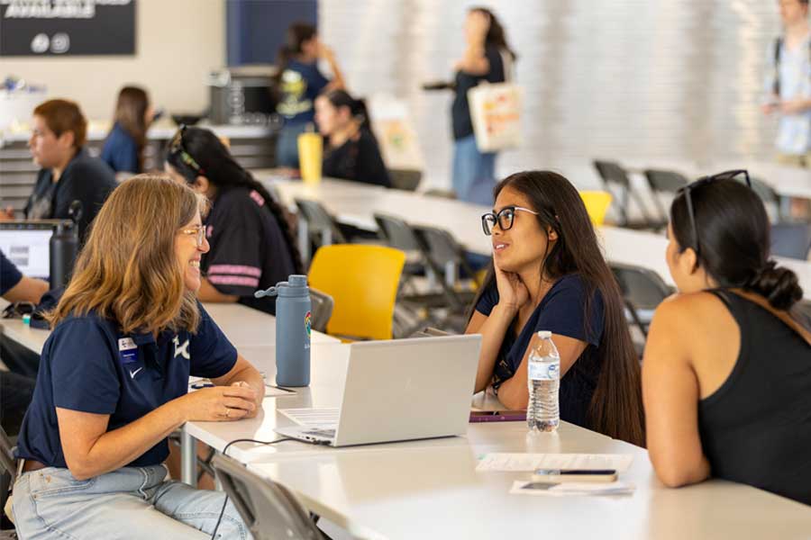 Students participating in a transfer workshop